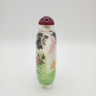 Vintage Asian Glass Snuff Tobacco Bottle Three Horses Hand Painted W  Stopper