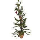 Vintage Primitive Christmas Faux German Feather Tree 23  W  4 Wood Ornaments 