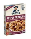 Quaker Simply Granola Breakfast Cereal  Oats Honey Raisins   Almonds  24 1 Oz