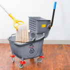 Commercial Janitorial Wet Mop Bucket   Side Press Wringer Combo 35 Qt  Capacity 