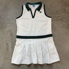 Prince Pickleball Pleated Dress Tennis White Green Sleeveless Collared Size Xl