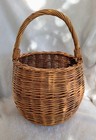 Vintage Woven Basket Large French Shopping Style 13 Inches Tall Lovely