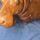 Large Hand Carved Solid Wood Hippo Hippopotamus Sculpture Statue Figurine Art