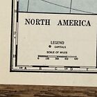Antique 1941 Map Of North America 10   x7 5   