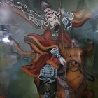 Vintage Early 1900 s Chinese Original Painting Reverse Glass Men Fighting Dragon