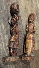 Vtg -2 Pc- Wood Hand Carved African Tribal Statue Figure Man 12  Sculpture Women