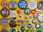 100 Diff Presidential Political Cause Campaign Pinbacks Pins Buttons 1940s   Lot