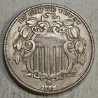 1867 With Rays Shield Nickel  Almost Uncirculated  Discounted   0601-07