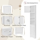 Tall White Corner Bathroom Storage Cabinet 2doors adjustable Shelves open Shelf