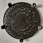 Griswold  1739 Cast Iron Old Lace Trivet 5 Feet 7  Round Footed Vintage Usa