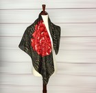 Jose Cotel Paris Silk Scarf Vintage 1987 Made In Japan Designer Floral Red Rose