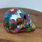 Painted Mexican Clay Skull Calavera Dia De Los Muertos Village Folk Art