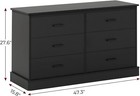 6 Drawer Double Dresser For Bedroom Black Dresser Wood Large Chest Of Drawers