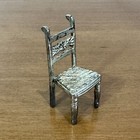 Doll House Furniture Metal Silver Plated Chair Vintage Miniature High Back