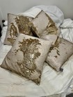 Avia Stanoff Luxury Gold Sequin And Silk Throw Pillow 20x20 Gold