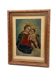 Antique Madonna   Child Retablo Painting Framed Folk Religious Artwork  1800s