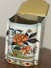 Vintage Made In England Floral Metal Tin Hinged Lid Cottage Tea Biscuit