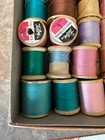 Vintage Wooden Sewing Thread  30 Small Assorted Spools Of Thread Lot