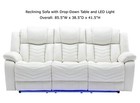 New Led Sofa Loveseat Chair 3pc Recliner Set White Leather W  Bluetooth Speaker