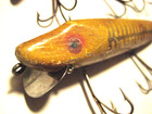 Vintage Lot Of Original Heddon Wooden Vamp Fishing Lures Yellow Shore Fair Cond 