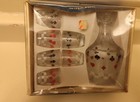 Vintage Liquor Service Set Barware Decanter Shot Glasses Playing Card Themed