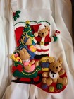 Handmade Bucilla  teddy Collection  Felt Applique Christmas Stocking 18 