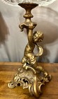 Large Vintage Cherub Glass Compote Bowl 15    Hollywood Regency Rococo Centerpiece