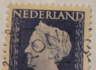 Netherlands Postage   Queen Juliana   Blue 6    Stamp   Posted   1953   O19