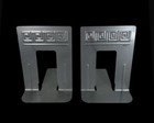 Pair  2  Vintage Art Deco Bookends Wt Rogers Greek Key Gray - Madison Wi
