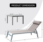 Domi Patio Chaise Lounge Set W 5 Adjustable Position headrest   Side Table khaki