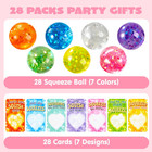 28 Valentine Glitter Stretchy Stress Balls With Cards Kids Classroom Favors Set