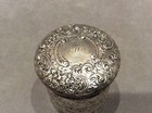 Sterling Silver Large Powder Vanity Antique vintage Cut Glass Jar