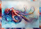 Colorful Octopus Watercolor Painting Print 5 x7  On Matte Paper   Ocean Animal