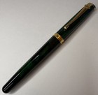 Caran D ache Swiss Fountain Pen Green Marbled Gold Tone M Nib Tested Working