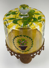 French Country Garden Inspired Cake Pedestal With Hand Painted Glass Cover