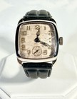 Vintage 1933 Elgin Art Deco 14k White Gold Filled Cushion Men s Watch Runs -3g