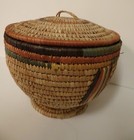 Vintage Woven Hausa Tribal Basket Northern Nigeria Africa Footed With Cover 