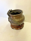 Chinese Or Japanese 2 Pc Wood   Metal Incense Burner Censer Pre-owned