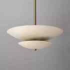Vintage Ceiling Light Pendant Mid Century Antique Finish Creamy Shades Disc Lamp