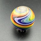 Contemporary Handmade Art Glass Marble 1 03  Rainbow Wigwag Wavy Swirl Mib Boro