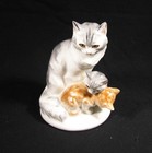 Vintage Mcm Boehm Mother Cat With Kittens Early Hand Painted Porcelain  4234
