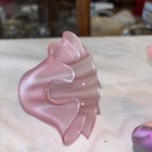 Vintage Cranberry Satin Glass Votive Holder Ruffled Rim 3 75  Fairy Lamp Insert