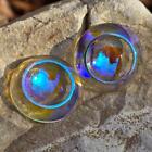  2  27mm Vintage Glass Cabochons Swarovski Ab Luster Round Concave Flat Back