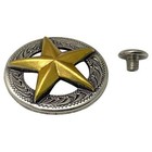 4 Pack Two Toned Gold Star Screw Back Conchos - 1 1 4 