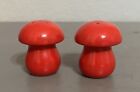 Vintage Set Of Mushroom Salt And Pepper Shakers 70s Red 2 25  H X 2  W