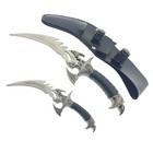 Fantasy Twin Dragon Fixed Blade Dagger Set With Faux Leather Frog Letter Opener