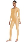 Women s Long Sleeve Unitard Dance Costume Spandex Full Body Suits Medium Nude