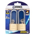 Brinks Solid Brass Padlock 40mm Body With 2-1 2 Inch Long Shackle  2 Pack