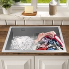 Stainless Steel Laundry Sink Balcony Wash Basin W washboard Utility Kitchen Sink