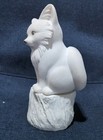 Cvs White Ceramic Fox Figural Figurine On A Stump Ceramic Porcelain